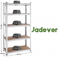 Маленькое фото товара - Регулируемый стелаж 5 полок,Ш900мм х Г400мм х В1800мм,175кг на кажд полку Jadever. Вариант №1