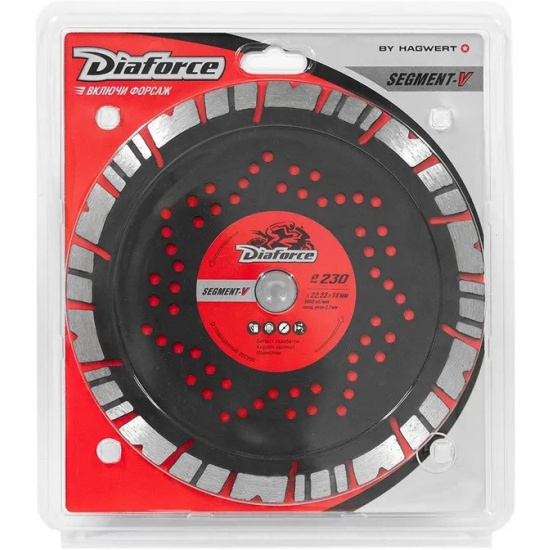 Большое фото товара - Диск алмазный DIAFORCE  Segment-V  230x22,23x14x2,7мм сухой рез, 505230VH. Вариант №1