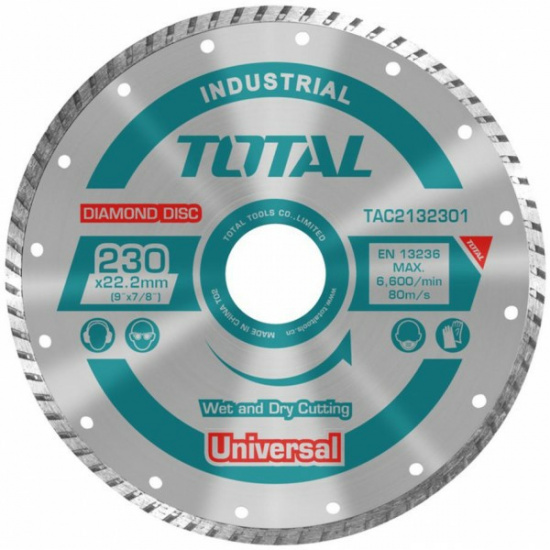 Большое фото товара - Диск алмазный турбо 230(9")X22mm TOTAL, TAC2132301. Вариант №1