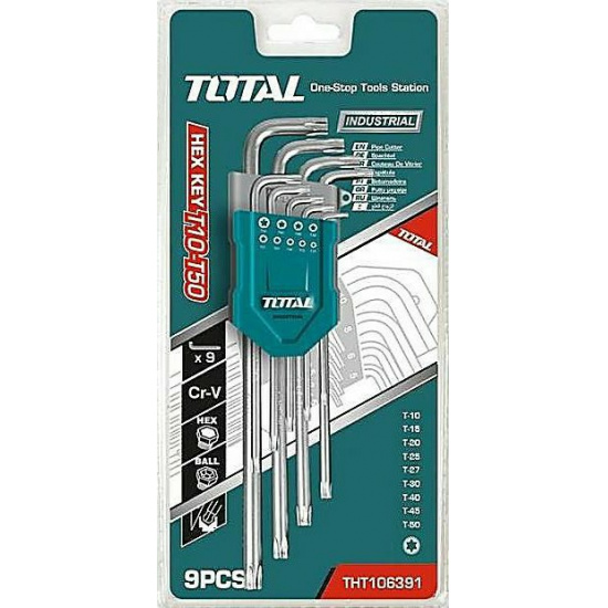 Большое фото товара - Набор шестигранных ключей,1,5-10мм/9шт, короткие   TOTAL, THT106191. Вариант №1