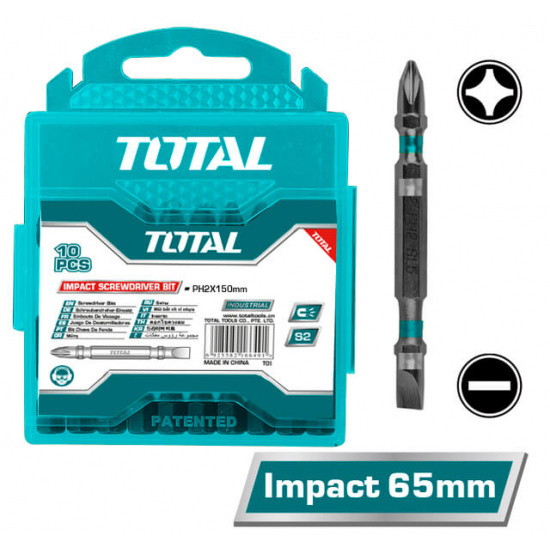 Большое фото товара - Бита двусторонняя PH2*SL6  65мм  (10 шт) TOTAL, TACIM16HL133. Вариант №1