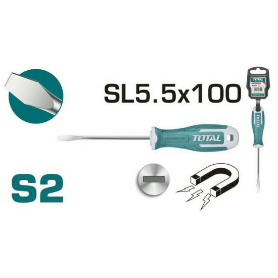 Большое фото товара - Oтвертка прямая SL5.5*100 TOTAL, THT265100. Вариант №1