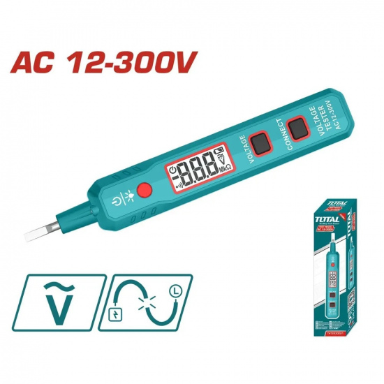 Большое фото товара - Отвертка индикаторная AC 12-300V  TOTAL, THT2930021. Вариант №1
